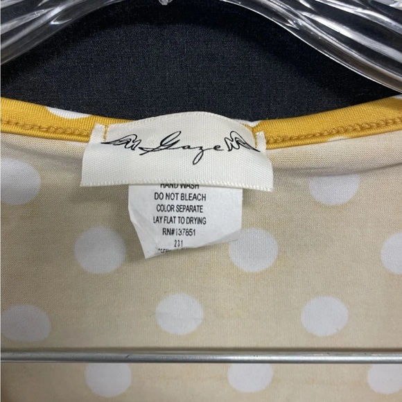 Gaze Yellow Polka Dot Cap Sleeve Shirt - Picture 3 of 3